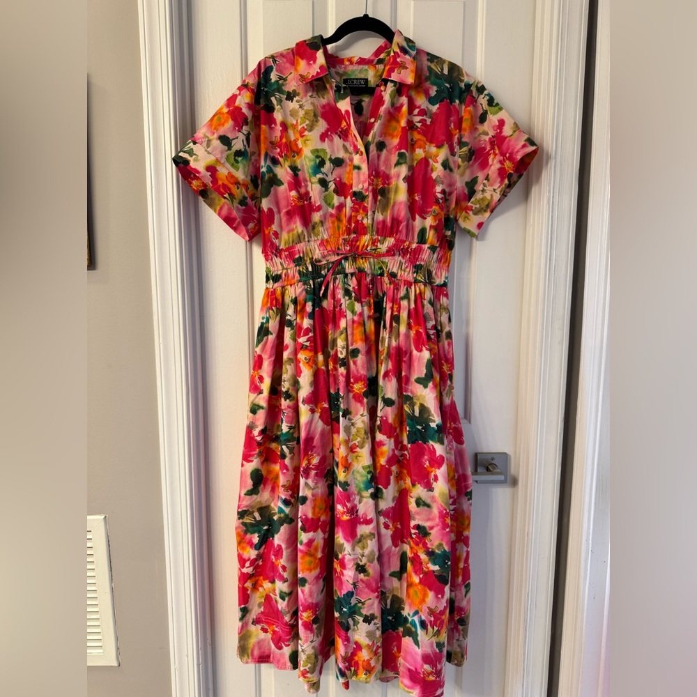 J. Crew Floral Pink and Green Dress